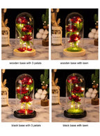 هدايا عيد الحب لها، هدية وردة عيد الحب لذكرى عيد ميلادها وحفلة عيد ميلاد الجمال وزهور الورد الوحشية هدية زهرة الورد الاصطناعية على الوردة المحفوظة هدية فريدة للزوجة، قاعدة خشبية من العشب 