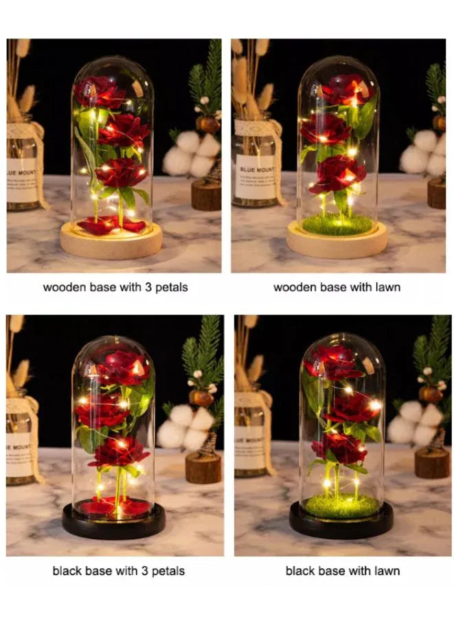 Valentine's Day Rose Gift for Her – Beauty and the Beast-Inspired Rose with Grass and Black Base, Perfect for Anniversaries, Birthdays, and Romantic Occasions