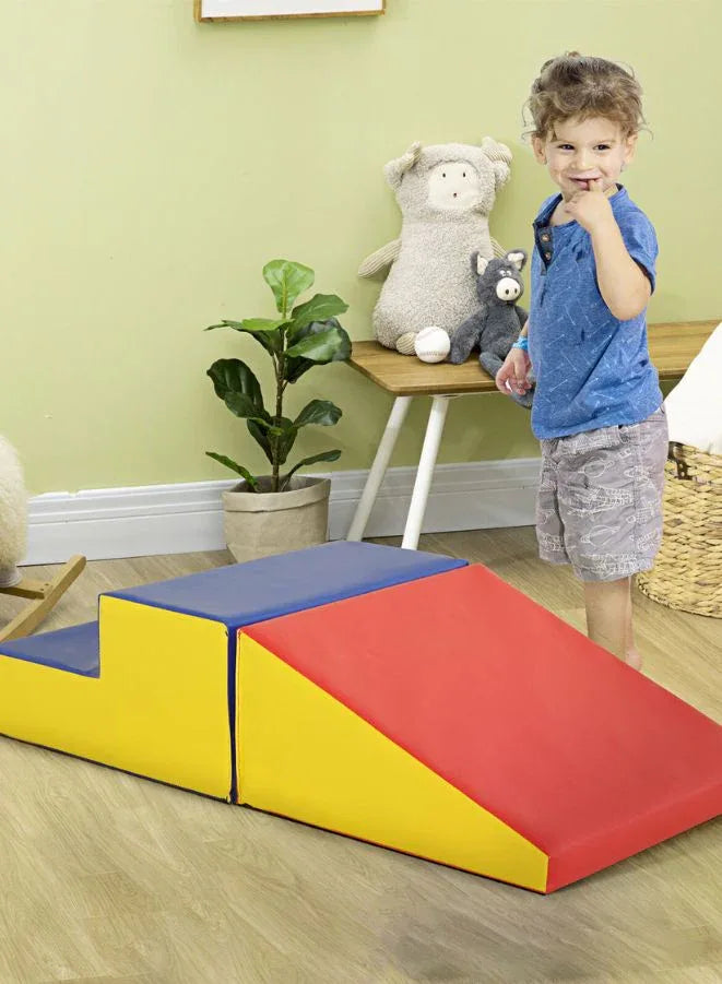 2 piece Foam Up and Down Set Indoor Foam Playset | Soft Toddler Play Foam Climber for Crawling, Climbing, Sliding and Jumping
