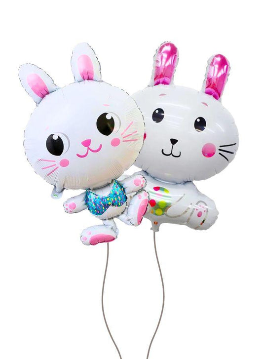 Set of 2 Bunny Balloons, Easter Day Decorations Happy Easter Day Easter Bunny Rabbit Foil Balloons for Easter Party, Birthday Party Decorations Supplies