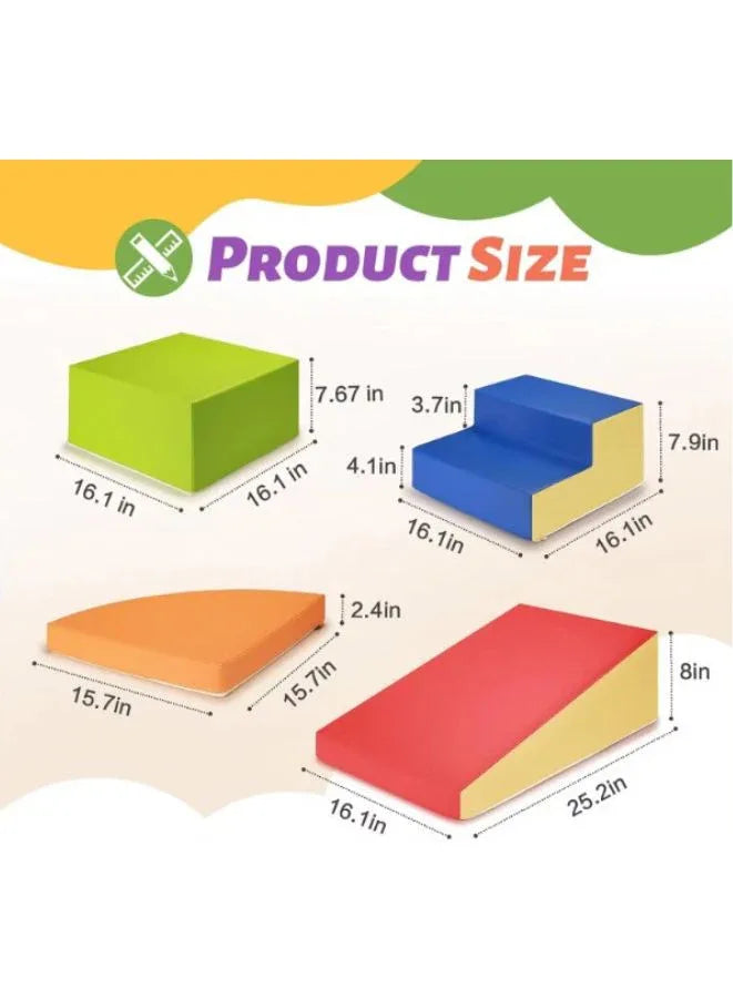 6 piece Indoor Foam Playset | Soft Toddler and Active Kids Nursery Furniture for Balancing, Crawling, Climbing, Sliding and Jumping