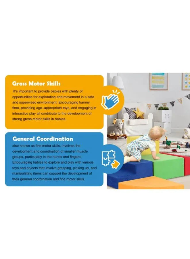 6 piece Indoor Foam Playset | Soft Toddler and Active Kids Nursery Furniture for Balancing, Crawling, Climbing, Sliding and Jumping