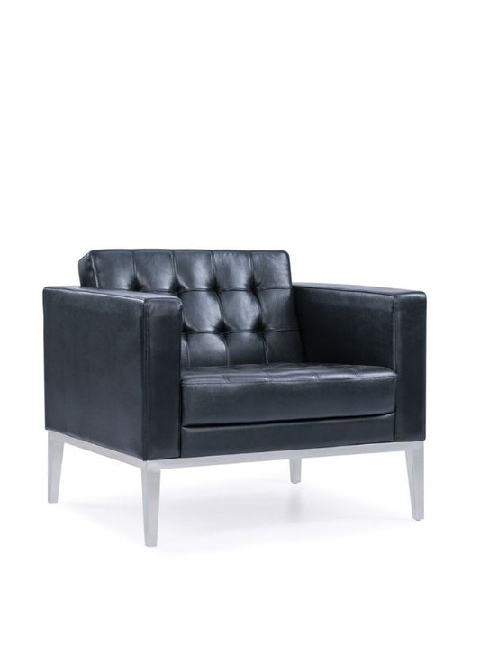 Classic black leather sofa