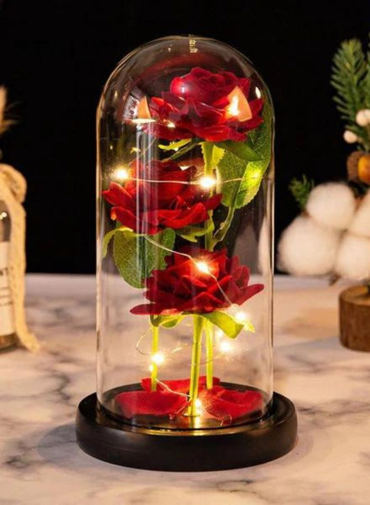 Valentines Day Gifts for Her, Valentine Rose Gift for Her Anniversary Birthday Party Beauty and The Beast Rose Flowers Artificial Rose Flower Gift on Preserved Rose Unique Gift for Wife, Petals Black Base