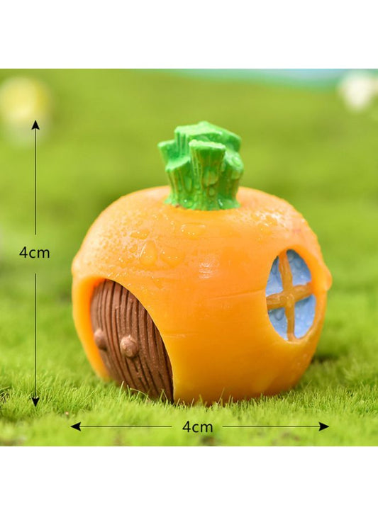 Radish Bunny Ornaments, Miniature Fairy Garden Ornaments, Cute Rabbits and Carrot House for Plant Pot, Home Decoration, Simulation Model Decoration, Pumpkin