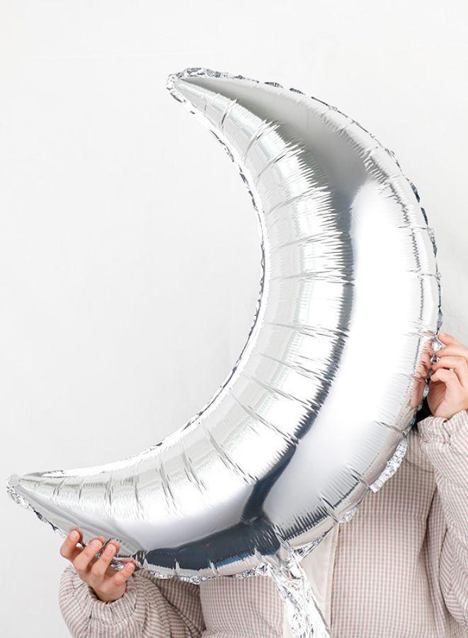 Ramadan Mubarak Balloon Set of 33 Pcs, Premium Quality Shiny Silver Balloons Set for Eid Decorations Ramadan Party Decoration