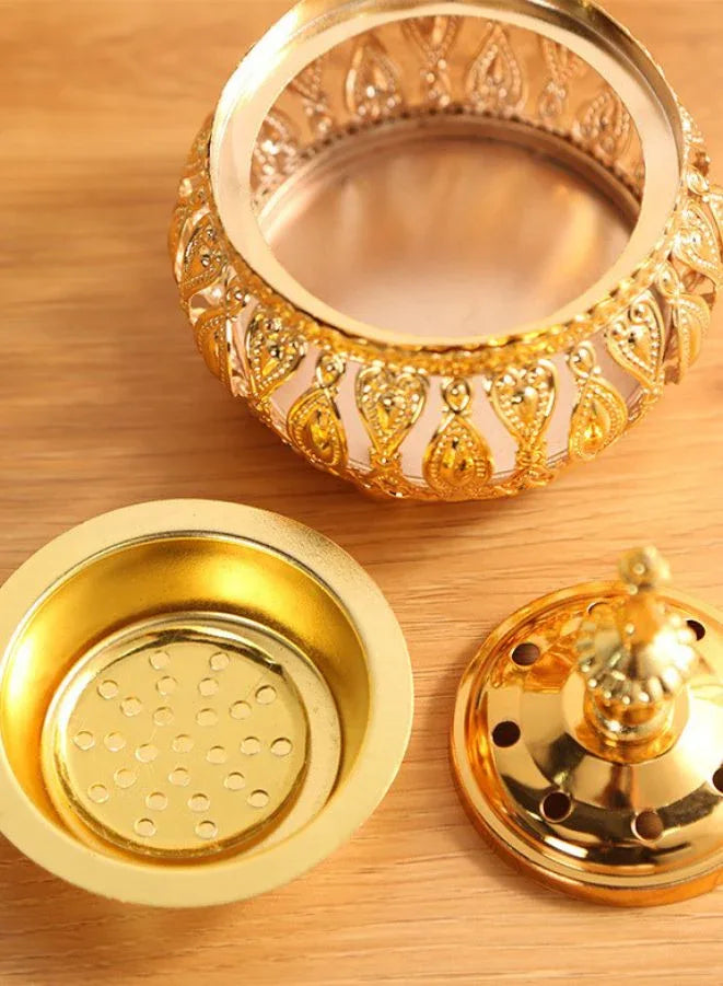 Luxurious Golden Essence Burner for Home - Portable Bakhoor Burner for Aromatherapy at Home, Office
