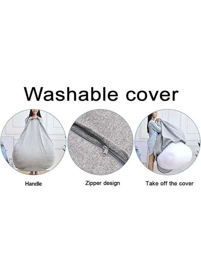 Classic Fabric Bean Bag with foot stool grey features