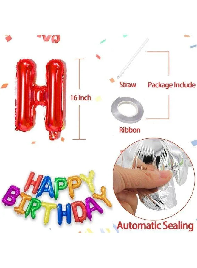 مجموعة بالونات عيد ميلاد سعيد متعددة الألوان مقاس 40.64 سم لافتة وبالونات من رقائق الفويل زينة عيد ميلاد سعيد