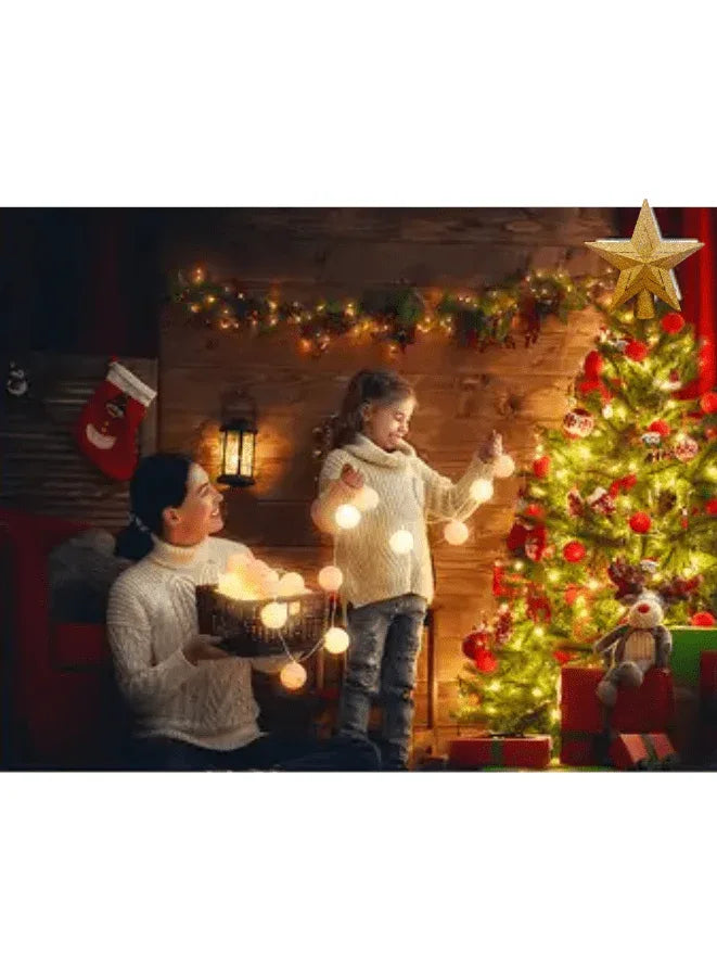 شجرة عيد الميلاد توبر مضاءة LED الدورية العارض 3D بريق الذهب نجمة شجرة توبر لزينة شجرة عيد الميلاد 3-أوضاع (USB بالطاقة)