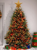 شجرة عيد الميلاد توبر مضاءة LED الدورية العارض 3D بريق الذهب نجمة شجرة توبر لزينة شجرة عيد الميلاد 3-أوضاع (USB بالطاقة)