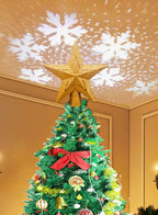 شجرة عيد الميلاد توبر مضاءة LED الدورية العارض 3D بريق الذهب نجمة شجرة توبر لزينة شجرة عيد الميلاد 3-أوضاع (USB بالطاقة)