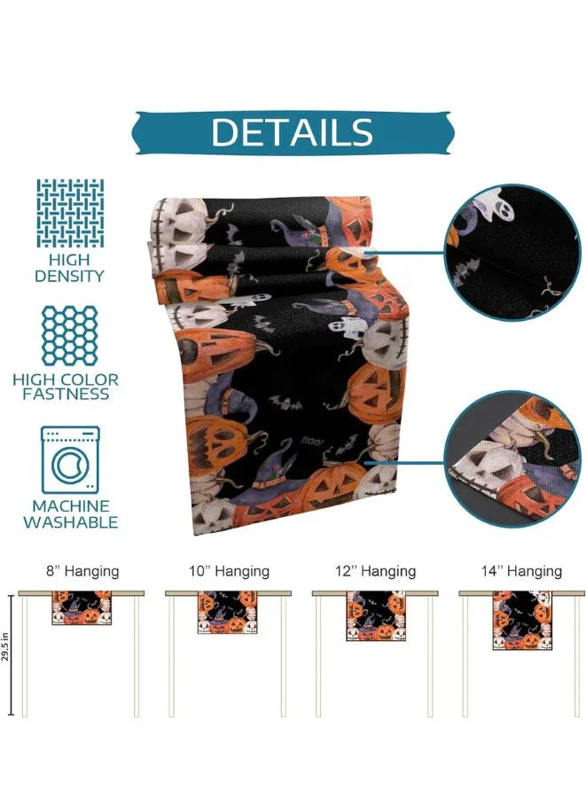 Halloween  Rectangle Table Runner -Featuring Happy Halloween Pumpkins