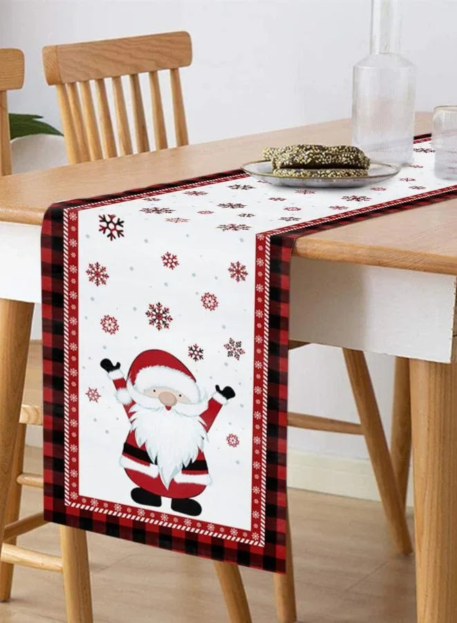 مفرش طاولة عيد الميلاد سانتا كلوز - غطاء طاولة قطني، ديكور لتناول الطعام - ديكور حفلات عيد الميلاد الداخلي والخارجي للمنزل والمكتب