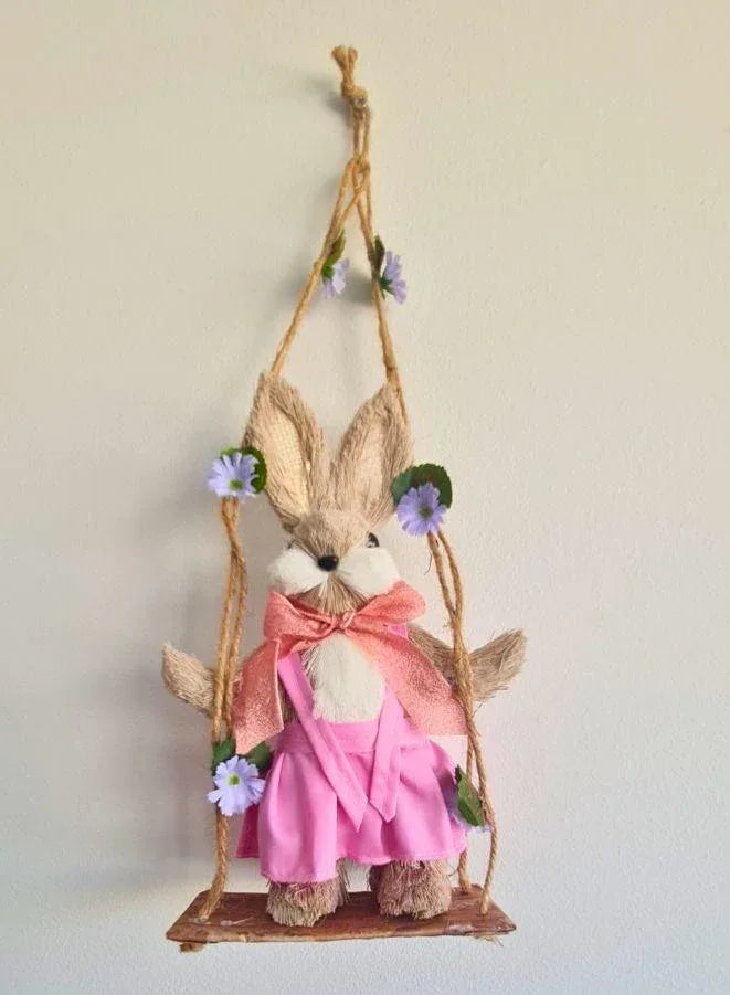 FATIO 46cm Handmade Easter Bunny Figure | Cotton String Easter Decoration for Home & Gifts