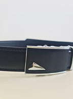 Casual Black Leather Belt for Men, Adjustable Ratchet Belt with Automatic Buckle