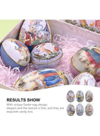6 Pcs Metal Easter Egg Boxes | Bunny & Chick Print Candy Boxes for Easter Party Favors