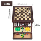 لعبة لوحية متعددة الوظائف 10 في 1 في علبة خشبية