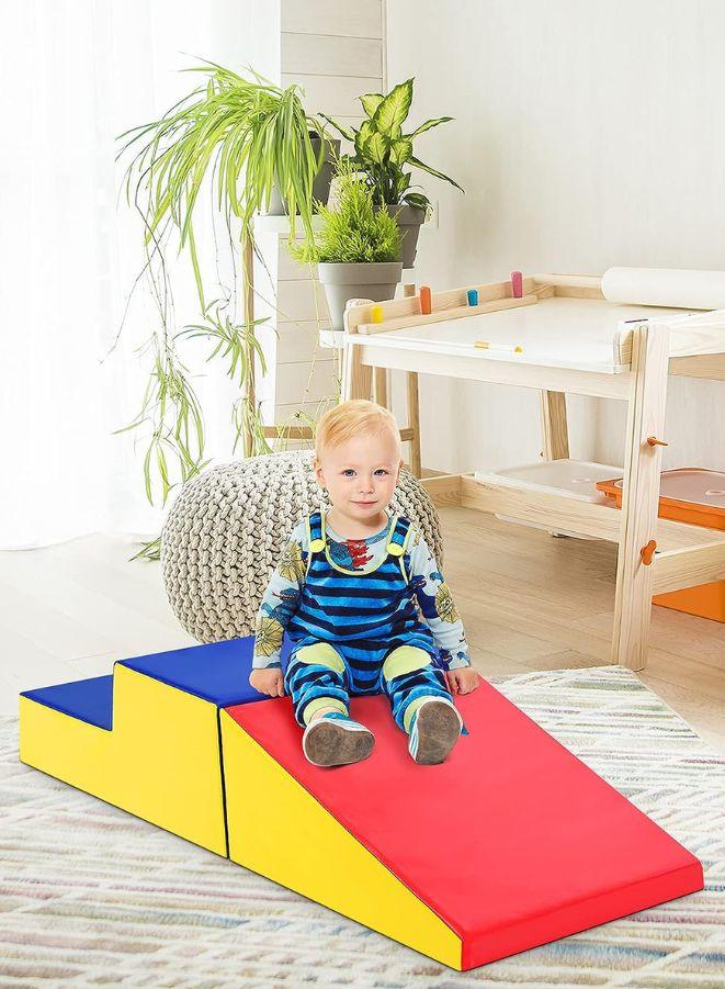 2 piece Foam Up and Down Set Indoor Foam Playset | Soft Toddler Play Foam Climber for Crawling, Climbing, Sliding and Jumping
