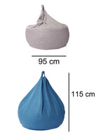 LUCKYSAC Classic Bean Bag with foot stool blue size details