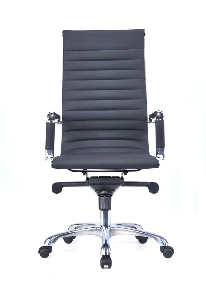 Premium Executive High Back Office Chair with High-Quality PU Cover, Chrome Plated Iron Frame, 4 Angles Locking Mechanism and Aluminum Base