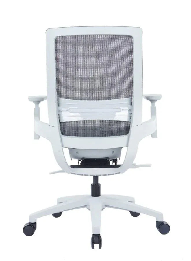 Ergonomic Grey Mesh Office Chair with Adjustable Armrests and Four-Position Lock Mechanism for Home or Office