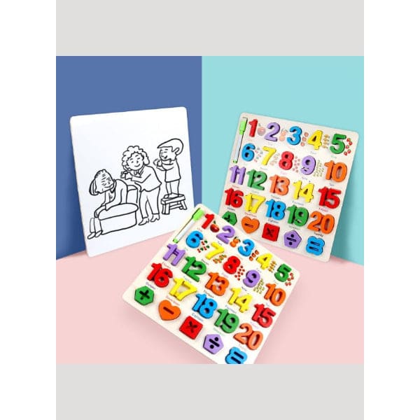 Alphabet and Number Puzzle, Kids Early Development Toy, 3D Wooden Alphabet and Number set Fatio General Trading