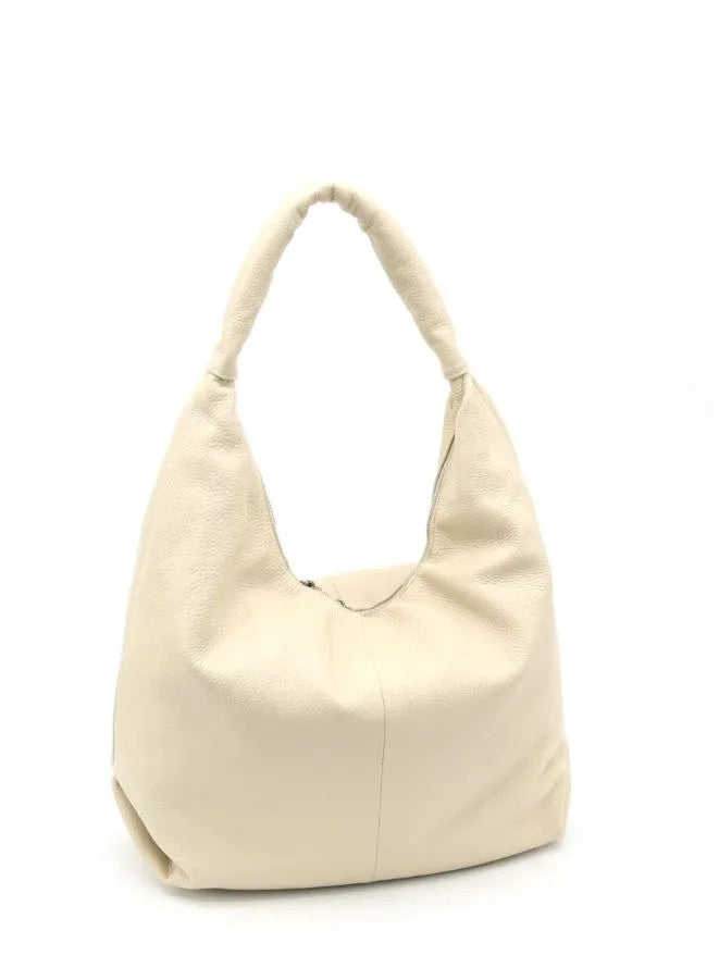 white leather bag