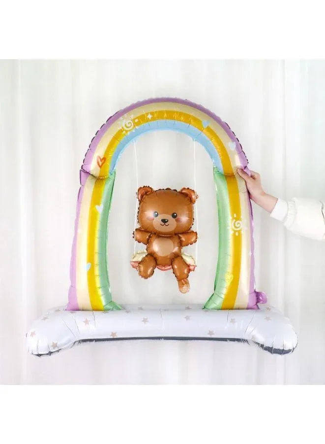 Cute Standing Swing Bear Foil Balloons, Birthday Party Decor, Gender Reveal Party Decor, Spring Party Decor, Holiday Decor, Scene Decor, Classroom Decor, Home Decor