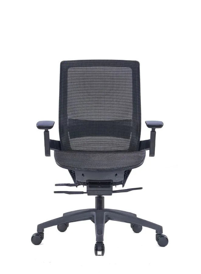 Sleek Black Mesh Office Chair with Adjustable 3D Armrests and Four-Position Locking for Home/Office