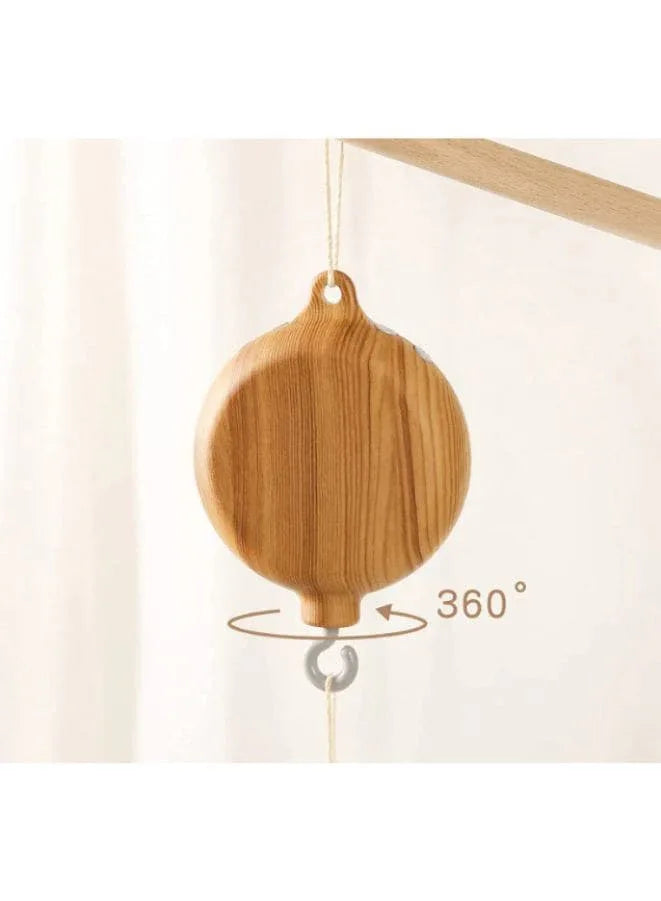 Baby Crib Bed  Mobile Musical Box - Mobile Rotary Music Box Imitation Wood - Music Box with Rotating Hook -Crib Mobile Motor Battery Operated Plays 35 Tunes Crib Toys Attachments (Without Arm) Fatio General Trading