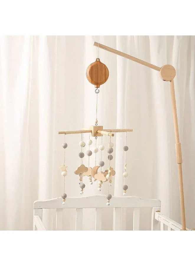 Baby Crib Bed  Mobile Musical Box - Mobile Rotary Music Box Imitation Wood - Music Box with Rotating Hook -Crib Mobile Motor Battery Operated Plays 35 Tunes Crib Toys Attachments (Without Arm) Fatio General Trading