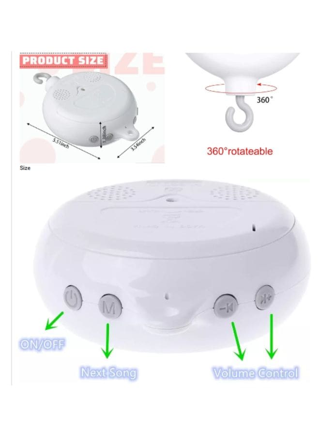 Baby Crib Bed  Mobile Musical Box - Mobile Rotary Music Box - Music Box with Rotating Hook -Crib Mobile Motor Battery Operated Plays 35 Tunes Crib Toys Attachments (Without Arm) Fatio General Trading