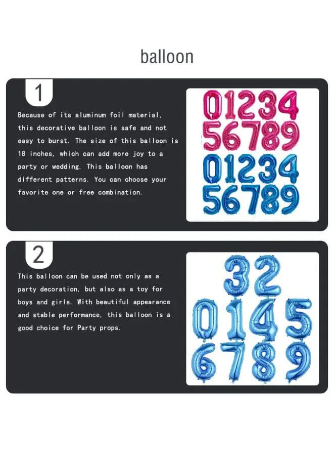 Balloons Arch Kit Party Decorations Number Balloon 32 Inch Foil Balloons Digtal Helium Birthday Wedding Party, Number 4, Blue Fatio General Trading