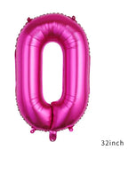 Balloons Arch Kit Party Decorations Number Balloon 32 Inch Foil Balloons Digtal Helium Birthday Wedding Party, Number 0, Magenta Fatio General Trading