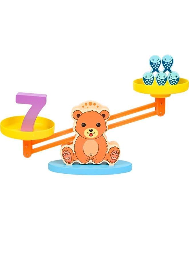 Bear Balance Game Toy, Educational Learning Counting Number Math Toy with Numbers, Little Fishes, Game Cards, Gifts for Kids Fatio General Trading