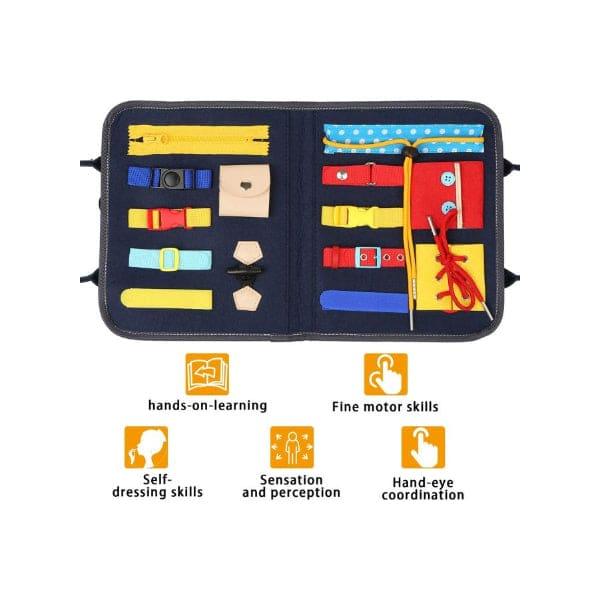 Busy Board Montessori Toys for Toddlers Sensory Toys Gifts for 1 2 3 4 Year Old Boys & Girls Preschool Toddler Activities Educational Travel Buckle Toy Learning Basic Dress Skills Fatio General Trading