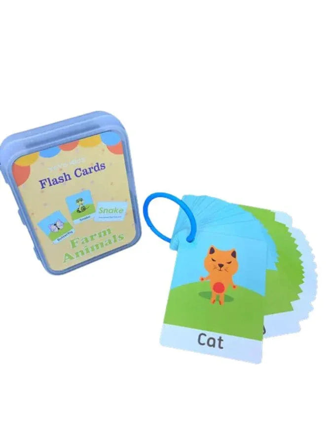 Child Learning Card Educational Flashcards with Images for Kids, Farm Animals