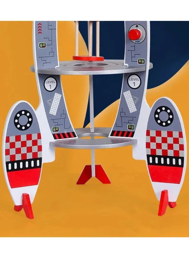 Children's Pretend Play Space Rocket Model Toy Boys Simulation Assembled Wooden Model Toy For Preschool Kids Fatio General Trading