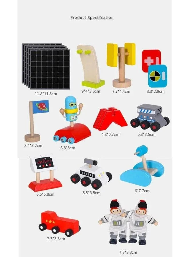 Children's Pretend Play Space Rocket Model Toy Boys Simulation Assembled Wooden Model Toy For Preschool Kids Fatio General Trading