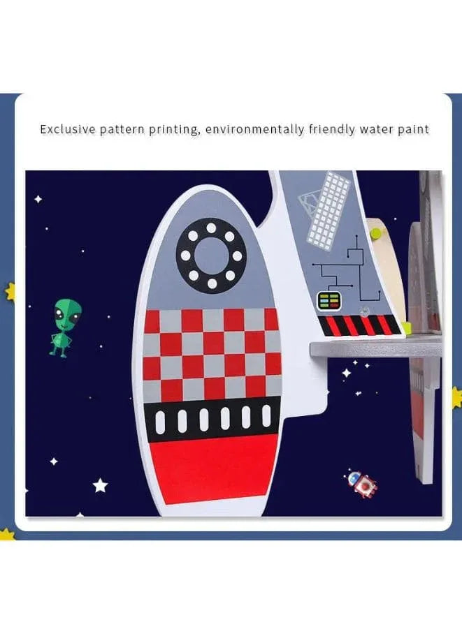 Children's Pretend Play Space Rocket Model Toy Boys Simulation Assembled Wooden Model Toy For Preschool Kids Fatio General Trading