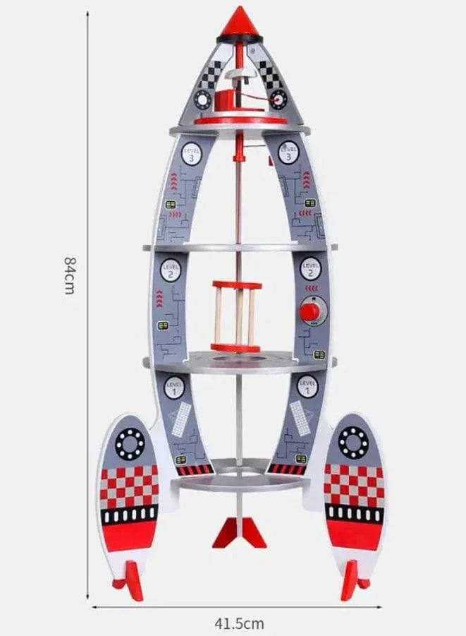 Children's Pretend Play Space Rocket Model Toy Boys Simulation Assembled Wooden Model Toy For Preschool Kids Fatio General Trading