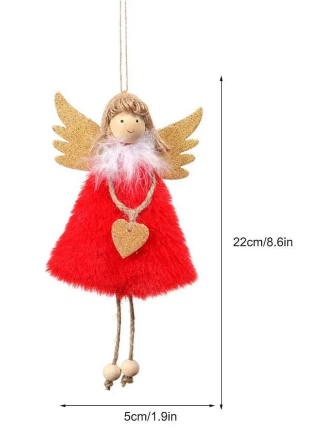 Christmas Angel Plush Doll Pendant Xmas Tree Hanging Decoration Party Ornaments Pink Fatio General Trading