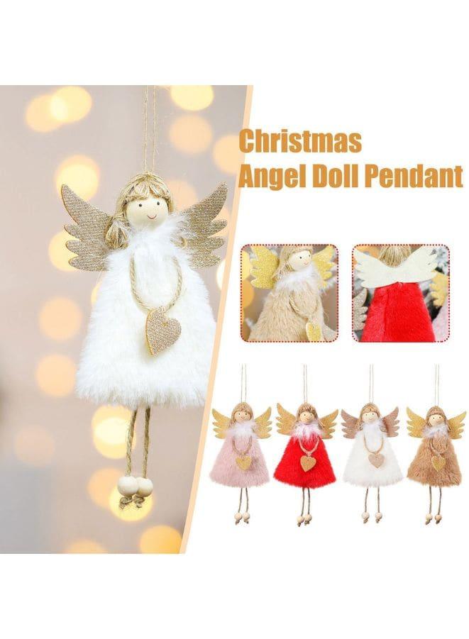 Christmas Angel Plush Doll Pendant Xmas Tree Hanging Decoration Party Ornaments Pink Fatio General Trading