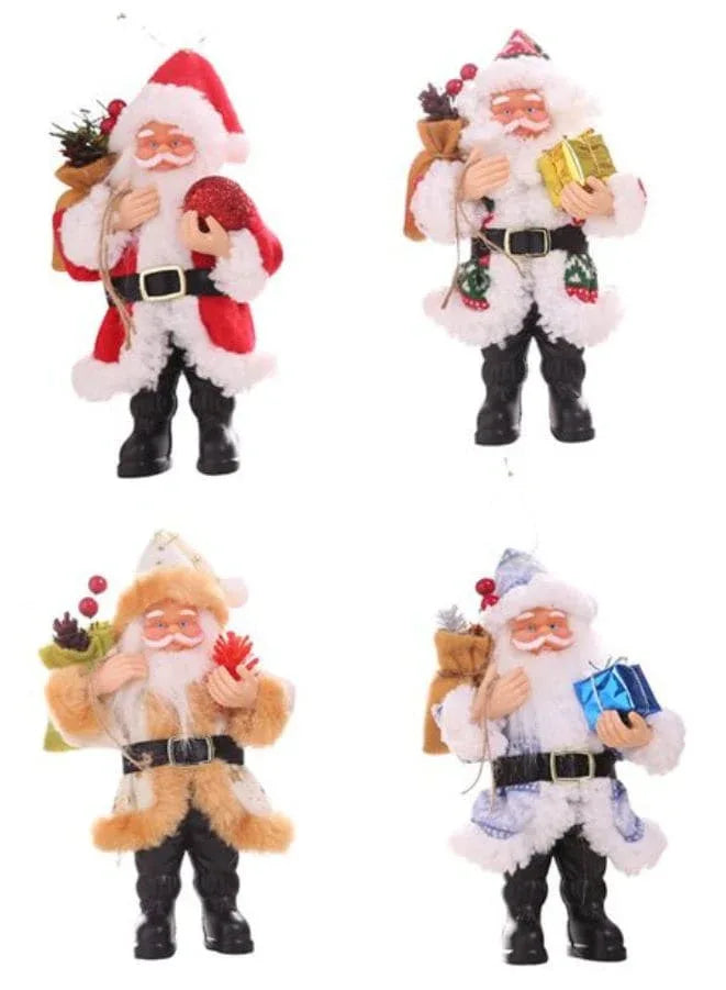 Christmas Decorations Resin Santa Claus Standing Posture Ornaments Doll Pendant Pack of 4 Fatio General Trading