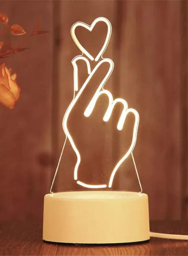 Creative Night Light 3D Acrylic Bedroom Small Decorative 3D Lamp Night Lights For Home Decoration, Heart Fatio General Trading