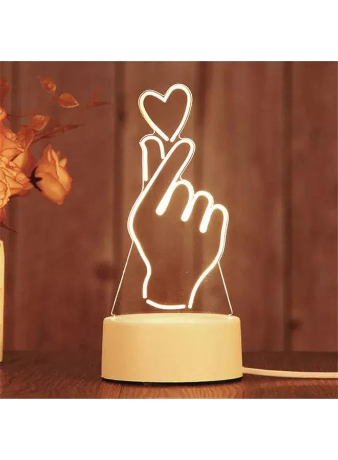 Creative Night Light 3D Acrylic Bedroom Small Decorative 3D Lamp Night Lights For Home Decoration, Heart Fatio General Trading