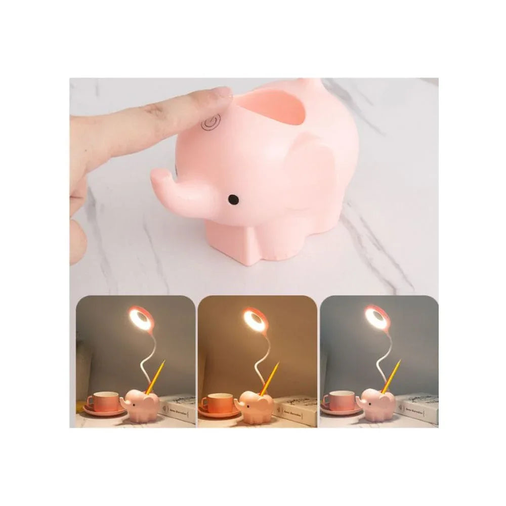 Cute Elephant Table Lamp, USB Rechargeable Desk Lamp with 3 Light Modes and Touch Control, Decoration Light, LED Night Light for Home Bedroom Study Desk Room Fatio General Trading