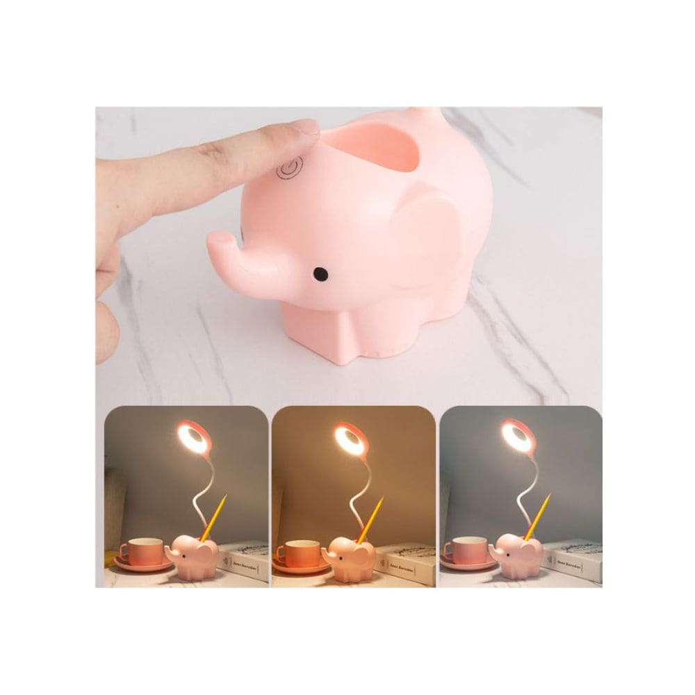 Cute Elephant Table Lamp, USB Rechargeable Desk Lamp with 3 Light Modes and Touch Control, Decoration Light, LED Night Light for Home Bedroom Study Desk Room Fatio General Trading