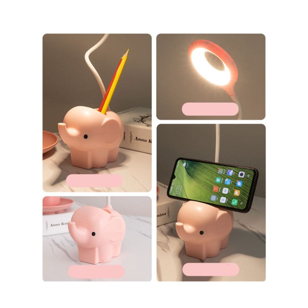 Cute Elephant Table Lamp, USB Rechargeable Desk Lamp with 3 Light Modes and Touch Control, Decoration Light, LED Night Light for Home Bedroom Study Desk Room Fatio General Trading